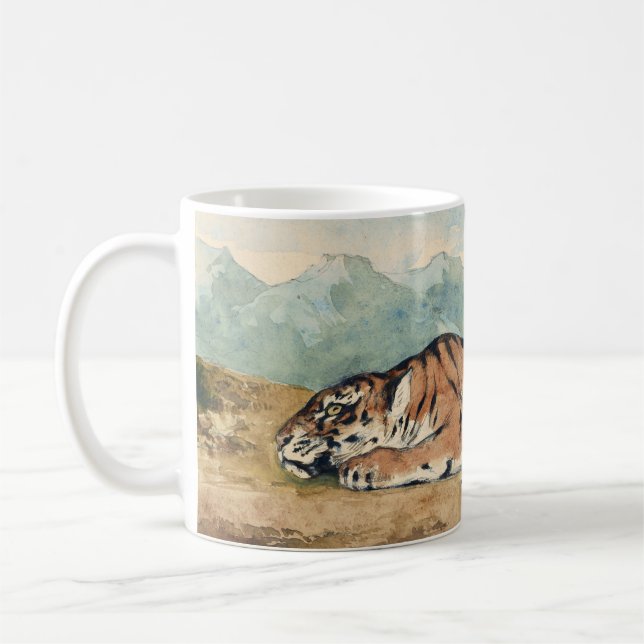 Royal Tiger, Eugene Delacroix, Fransk Watercolor Kaffemugg (Vänster)