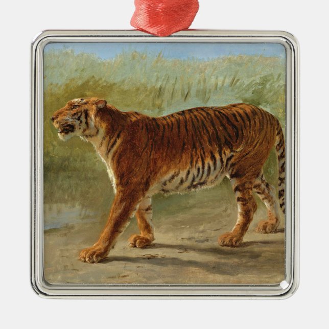 Royal Tiger Marching (av Rosa Bonheur) Julgransprydnad Metall (Framsidan)