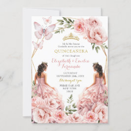 Royal Twillingar för  Rosa Geometric Quinceañera Inbjudningar