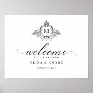 Royal Vapensköld Elegant Utandning Monogram Bröllo Poster