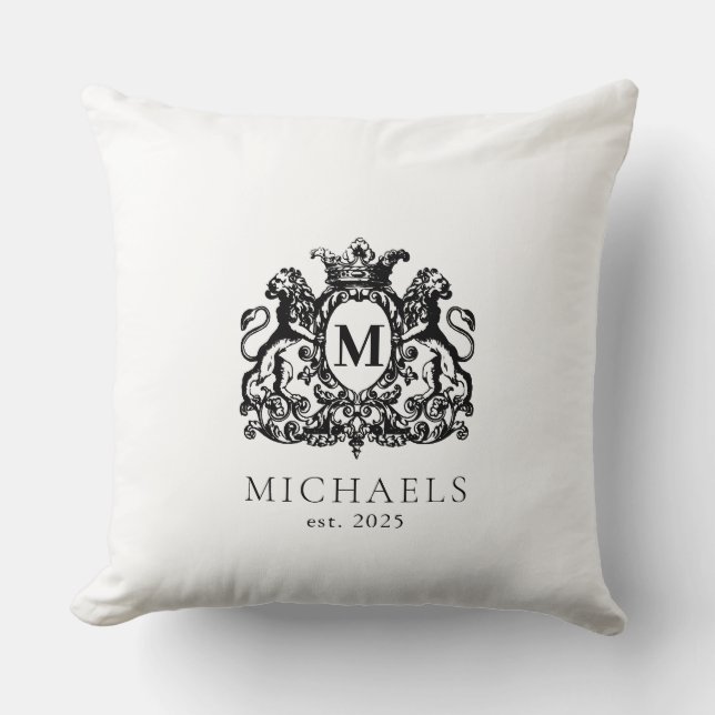 Royal Vapensköld Elegant Utandning Monogram Dekora Kudde (Framsida)