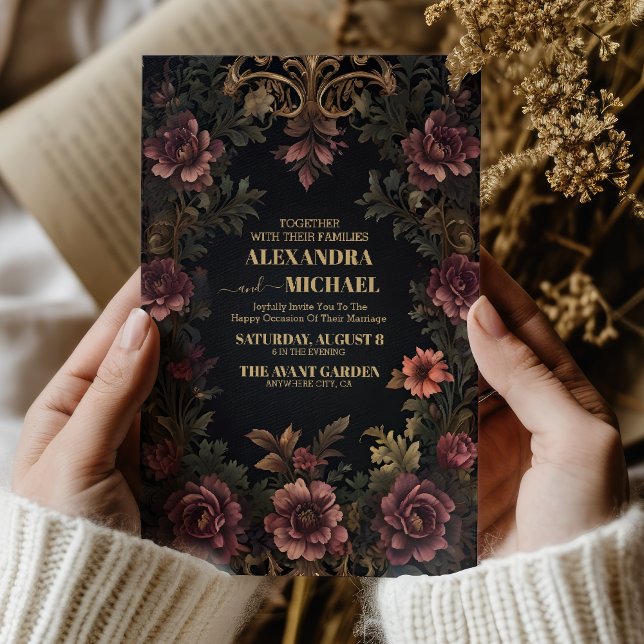 Royal Victorian Blommigt Gothic Bröllop Inbjudningar (Skapare uppladdad)