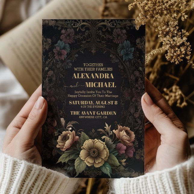 Royal Victorian Gothic Blommigt Bröllop Inbjudningar (Skapare uppladdad)