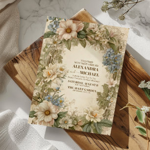 Royal Victorian Whimsical Blommigt Bröllop Inbjudningar