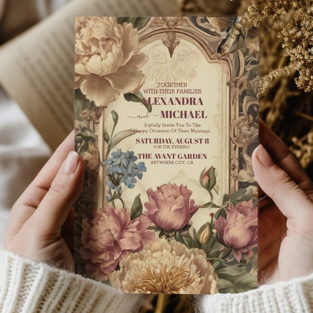 Royal Victorian Whimsical Blommigt Bröllop Inbjudningar (Skapare uppladdad)