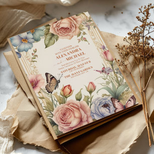 Royal Viktorian Bröllop Blommigt Ornaments Inbjudningar