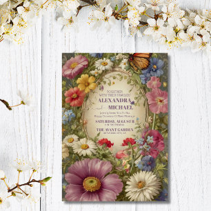 Royal Viktorian Bröllop Whimsical Blommigt Ornamen Inbjudningar