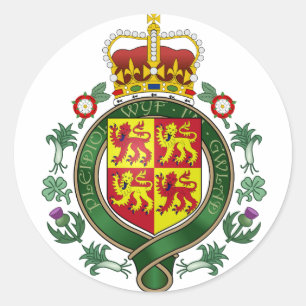 Royal Wales Officiell Jackar Arm Heraldry Symbol Runt Klistermärke