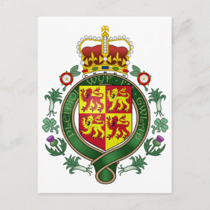 Royal Wales Officiell Jackar Arm Heraldry Symbol Vykort