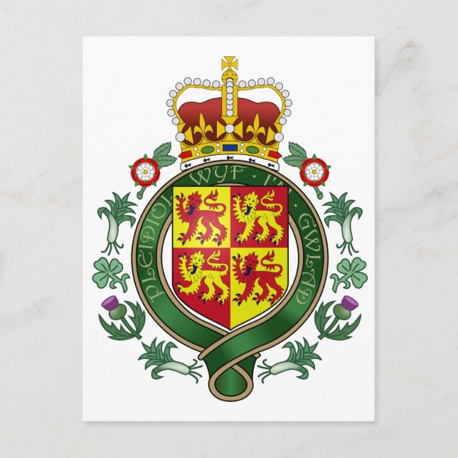 Royal Wales Officiell Jackar Arm Heraldry Symbol Vykort (Framsida)