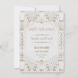 Royal White Gold Great Gatsby Spara Datum Inbjudningar
