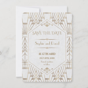 Royal White Gold Great Gatsby Spara Datum Inbjudningar