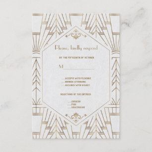 Royal White Guld Underbar Gatsby Bröllop OSA Kort