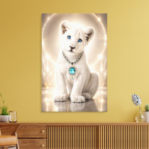 Royal White Lion Blue Sapphire Legacy Canvastryck