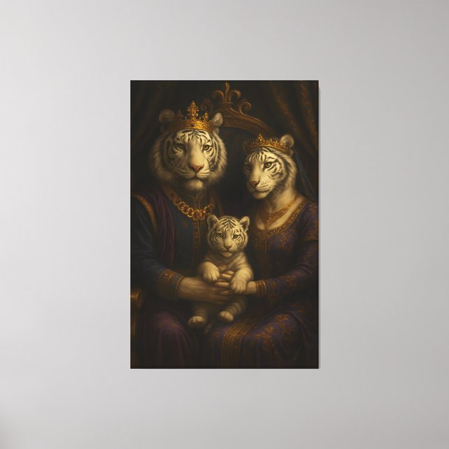 Royal White Tiger Family • Luxury Fine Art Canvas (Framsida)