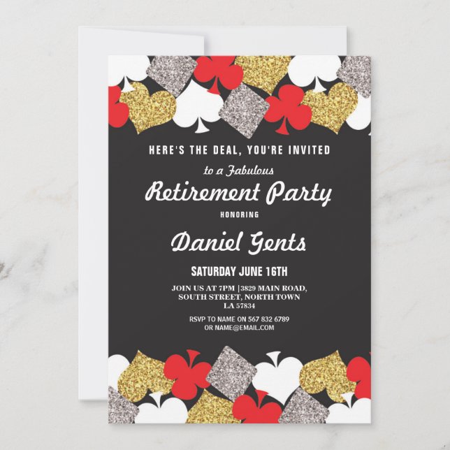 Royale för pensionpartyLas Vegas kasino inbjudan (Framsida)