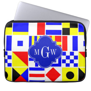 Royalet 3I Monogram färgat Nautical Signal Flaggor Laptop Sleeve