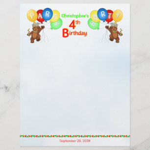 Royalet 4e födelsedagen Bear Scrapbook Papper 2 Reklamblad