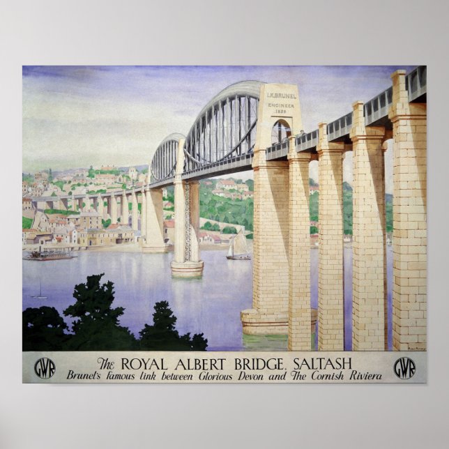 Royalet Albert Bridge, Saltash Vintage resor Poster (Framsidan)