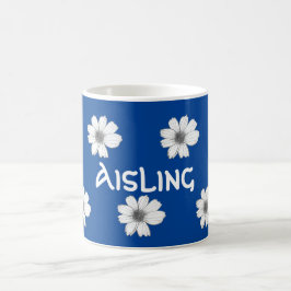 Royalet Anpassat namn för blommigt blått Kaffemugg