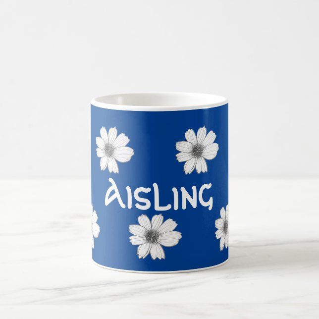 Royalet Anpassat namn för blommigt blått Kaffemugg (Center)