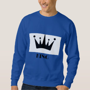 Royalet anpassningsbar Kung Text Black Krona Image Lång Ärmad Tröja