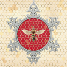 Royalet Bee and Honeycomb on Red