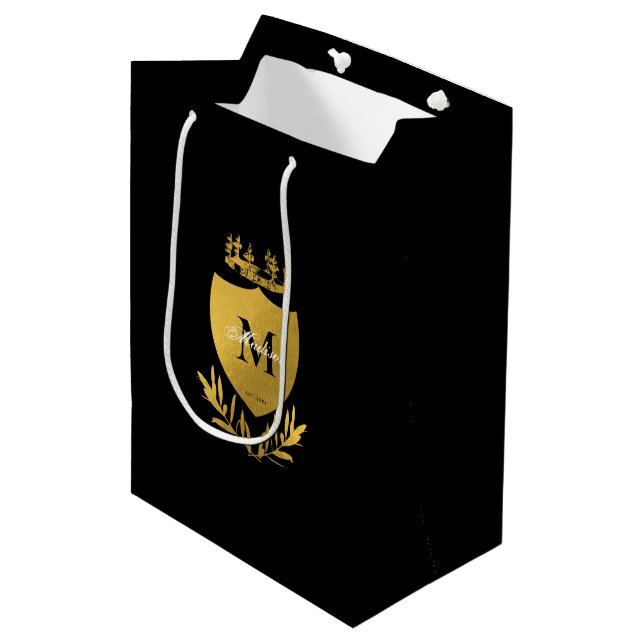 Royalet Black & Guld Emblem Shield Monogram (Framsidan Vinklad)