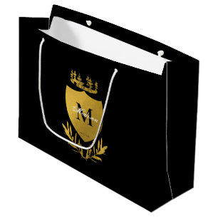 Royalet Black & Guld Emblem Shield Monogram