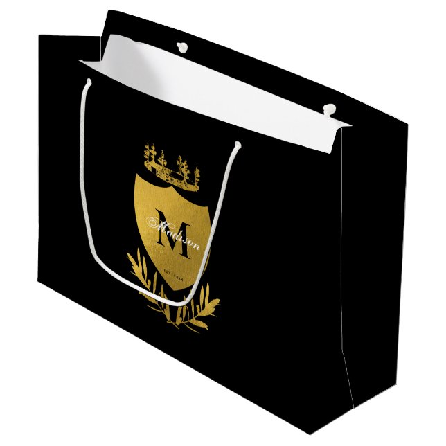 Royalet Black & Guld Emblem Shield Monogram (Framsidan Vinklad)
