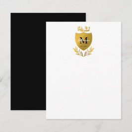 Royalet Black & Guld Emblem Shield Monogram Anteckningskort