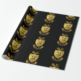 Royalet Black & Guld Emblem Shield Monogram Presentpapper