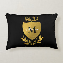 Royalet Black & Guld Emblem Shield Monogram Prydnadskudde