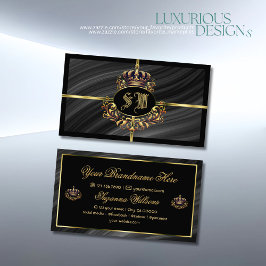 Royalet Black Guld Krona med Monogram Noble Visitkort