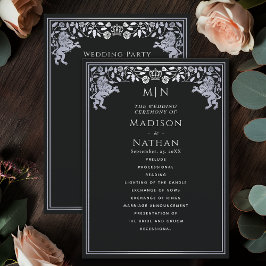 Royalet Black & Silver Lejon Medieval Sword Bröllo Program