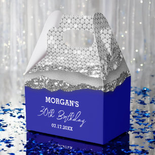 Royalet Blått Glitter Namn Tack Presentaskar