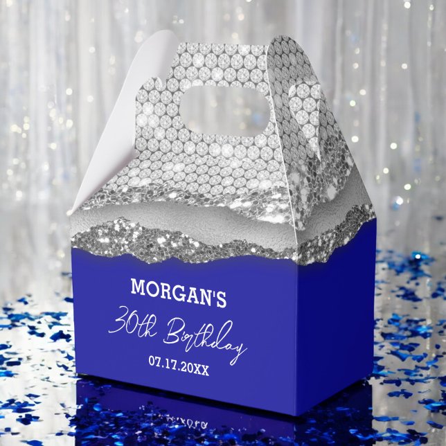 Royalet Blått Glitter Namn Tack Presentaskar (Skapare uppladdad)