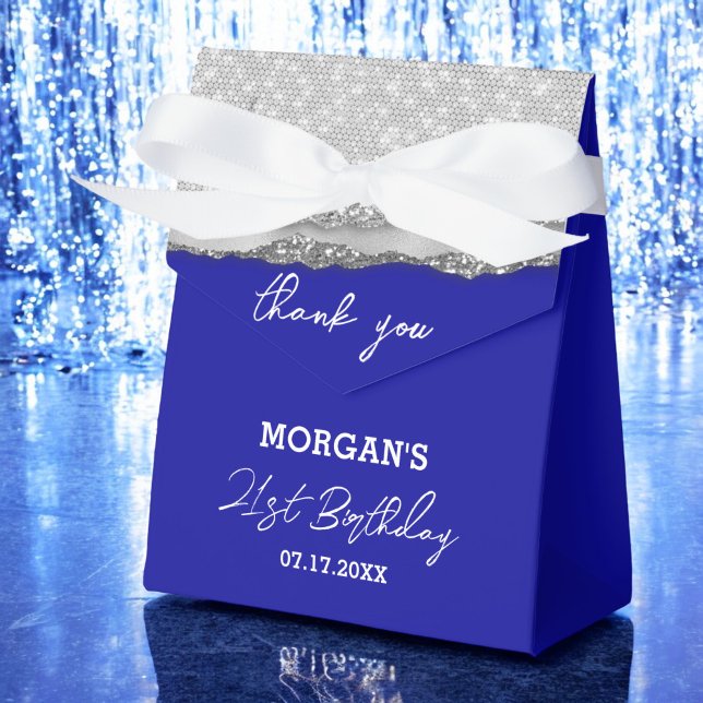 Royalet Blått Glitter Namn Tack Presentaskar (Skapare uppladdad)