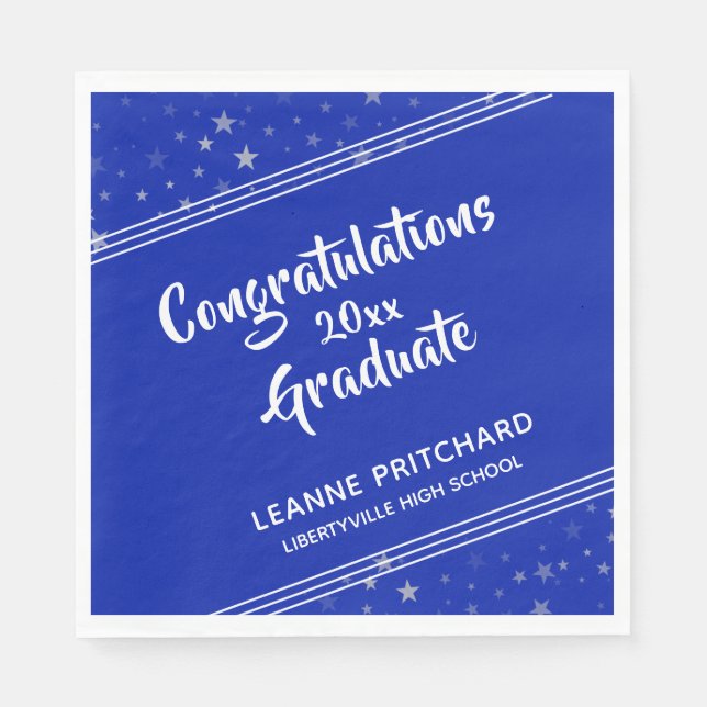 Royalet Blått i det moderna penselskriptet Diagona Pappersservett (Framsidan)