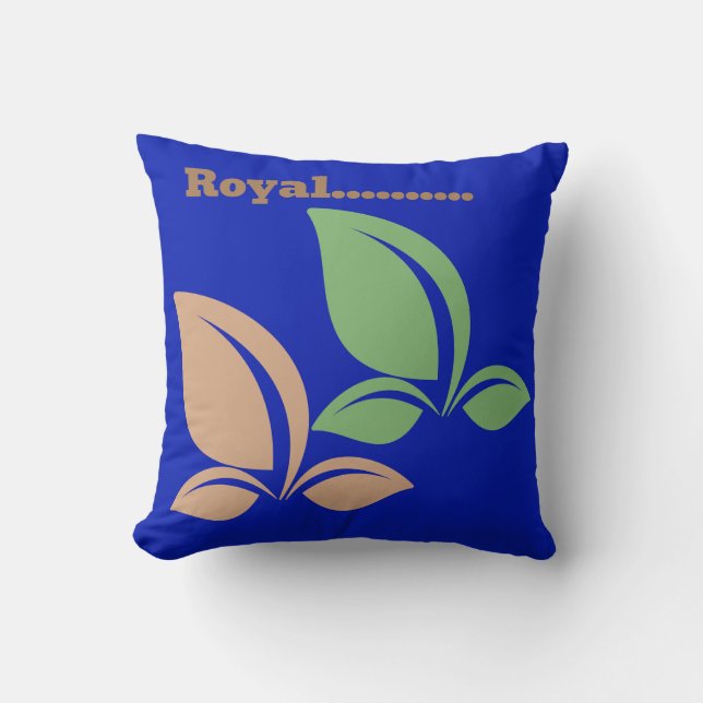 Royalet Blått Löv Kvadratisk fyllning Kudde (Framsida)