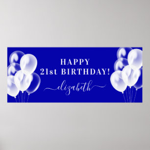 Royalet Blåvita ballonger namn Poster