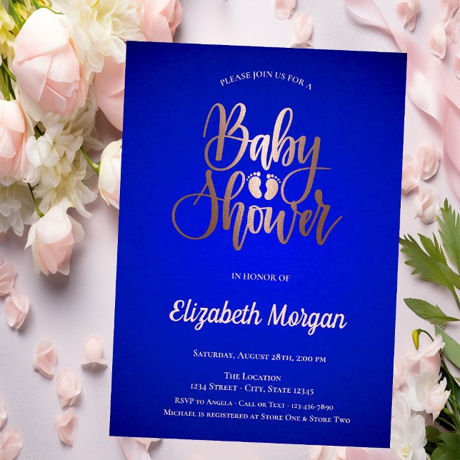 Royalet Blue Baby Shower för  ro Guld Baby Inbjudningar (Skapare uppladdad)