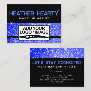 Royalet Blue Black Gnistra Glitter med Logotyp Visitkort