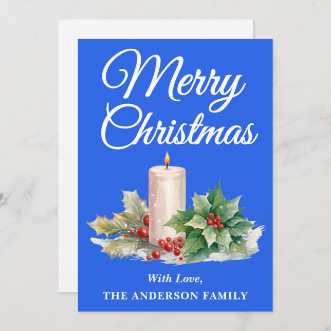 Royalet Blue för minimalistiskt skript God jul Julkort (Fram/baksida)