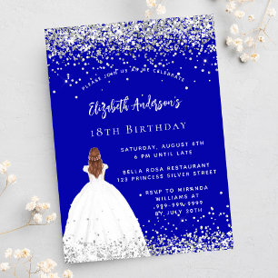 Royalet Blue glitter är lyxen från födelsedagen Inbjudningar