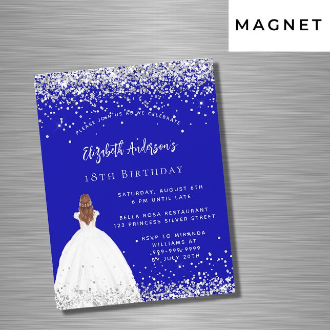 Royalet Blue glitter är lyxen från födelsedagen Magnetisk Inbjudningskort (Skapare uppladdad)