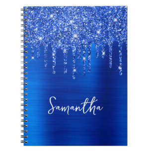 Royalet Blue Glitter Glam Namn Anteckningsbok