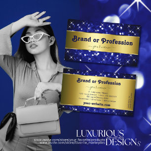 Royalet Blue Glitter Gnistra Stars Guld Decor Visitkort
