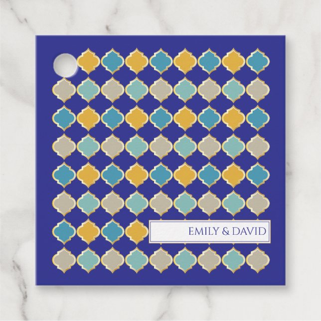 Royalet Blue Golden Bröllop Gåvor Etiketter (Framsida)