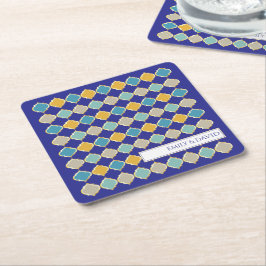 Royalet Blue Golden Bröllop Underlägg Papper Kvadrat